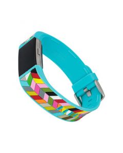 Light Blue and Rainbow Premium Silicone Band Compatible with the Fitbit Charge 2