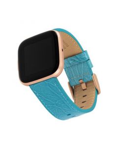 Light Blue Premium Croco Leather Band Compatible with the Fitbit Versa and Fitbit Versa 2