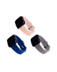 Navy, Gray and Light Pink Woven Silicone Band Set, 3 Piece Compatible with the Fitbit Versa and Fitbit Versa 2