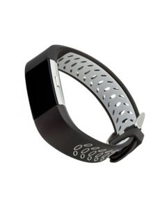 Black and Gray Premium Sport Silicone Band Compatible with the Fitbit Charge 2