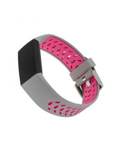 Gray and Pink Premium Sport Silicone Band Compatible with the Fitbit Charge 3 and 4