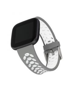 Gray and White Premium Sport Silicone Band Compatible with the Fitbit Versa and Fitbit Versa 2