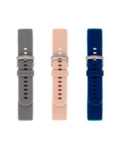 Gray Smooth, Light Pink Smooth and Navy Smooth Silicone Band Set, 3 Piece Compatible with the Fitbit Versa and Fitbit Versa 2