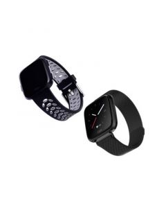 Black Stainless Steel Mesh Band, Black and Gray Premium Sport Silicone Band Set, 2 Piece Compatible with the Fitbit Versa and Fitbit Versa 2