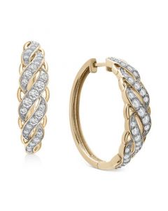 Diamond Swirl Small Hoop Earrings (1 ct. t.w.) in 10k Gold, Created for Macy's