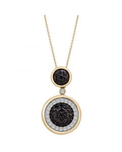 Black Diamond (1/2 ct. t.w.) & White Diamond (1/4 ct. t.w.) Double Circle Pendant Necklace in 14k Gold, 16" + 4" extender, Created for Macy's