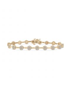 Diamond Flower Cluster Link Bracelet (2 ct. t.w.) in 14k Gold, Created for Macy's