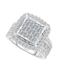 Diamond Princess Cluster Engagement Ring (3 ct. t.w.) in 10k White Gold