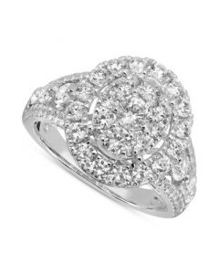 Diamond Oval Cluster Engagement Ring (2 ct. t.w.) in 14k White Gold