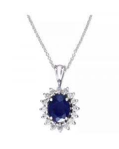 Royalty Inspired by EFFY® Sapphire (1-9/10 ct. t.w.) and Diamond (3/8 ct. t.w.) Oval Pendant in 14k White Gold, Created for Macy's (Also available in Emerald)