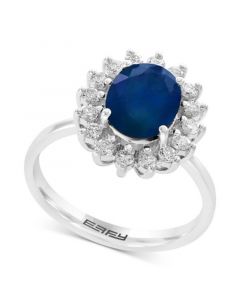 Royalty Inspired by EFFY® Sapphire (1-9/10 ct. t.w.) and Diamond (3/8 ct. t.w.) Oval Ring in 14k White or Yellow Gold