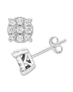 Diamond Circle Cluster Stud Earrings (1/2 ct. t.w.) in 10k White Gold