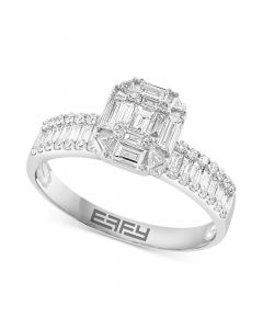 EFFY® Diamond Cluster Engagement Ring (7/8 ct. t.w.) in 14k White Gold