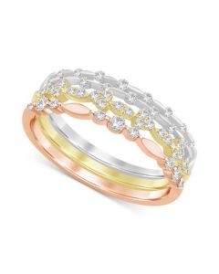 Diamond 3-Pc. Set Stacking Bands (1/2 ct. t.w.) in 14k Tricolor Gold