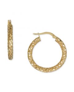 Snake Texture Hoop Earrings in 10k Gold 25mm