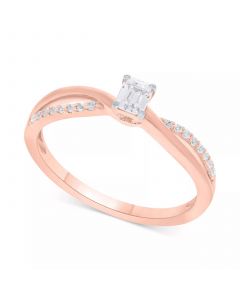 Diamond Emerald-Cut Swirl Solitaire Engagement Ring (1/4 ct. tw) in 14k White, Yellow or Rose Gold