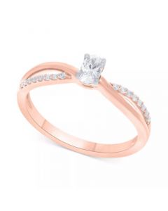 Diamond Oval-Cut Swirl Solitaire Engagement Ring (1/4 ct. tw) in 14k White, Yellow or Rose Gold