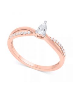 Diamond Pear-Cut Swirl Solitaire Engagement Ring (1/4 ct. tw) in 14k Yellow or Rose Gold