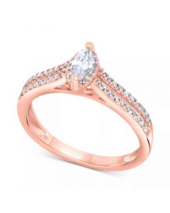 Diamond Marquise Double Row Halo Engagement Ring (1/2 ct. t.w.) in 14k White, Yellow or Rose Gold