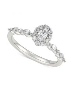 Diamond Oval, Marquise, & Round Halo Engagement Ring (3/4 ct. t.w.) in 14k White Gold