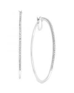 Diamond Oversized Hoop Earrings in 14k Gold over Sterling Silver or Sterling Silver (1/2 ct. t.w.)