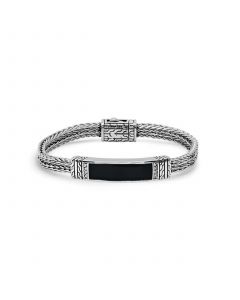 Simulated Black Onyx ID with Simulated Diamonds Bracelet