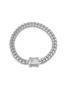 Miami Cuban Chain with Simulated Diamond Box Clasp Bracelet