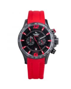 Men's Chronograph Hurricane Red Silicone Strap Watch 46mm