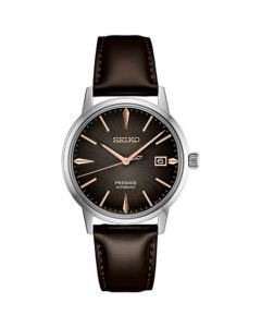 Men's Automatic Presage Brown Leather Strap Watch 40mm