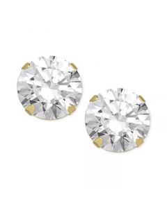 Cubic Zirconia Round Stud Earrings in 14k Gold or 14k White Gold