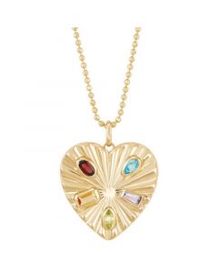 Multi-Stone (1 ct.tw.) 18" Heart Pendant Necklace in 14k Gold-Plated Sterling Silver