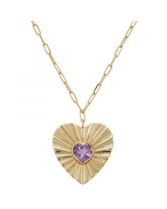 Amethyst (1-1/2ct.tw.) Heart Pendant 18" Necklace in 14k Gold-Plated Sterling Silver