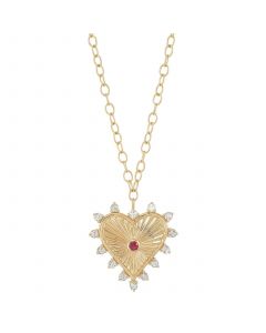 Rhodolite Garnet (1/8 ct.tw.) and White Topaz (1 ct.tw.) 18" Heart Pendant Necklace in 14k Gold-Plated Sterling Silver