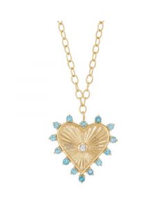 White Topaz (1/8 ct.tw.) and Swiss Blue Topaz (1 ct.tw.) 18" Heart Pendant Necklace in 14k Gold-Plated Sterling Silver