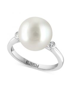 EFFY® Freshwater Pearl (11-1/2mm) & Diamond (1/20 ct. t.w.) Ring in 14k White Gold