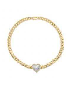 EFFY® Mother of Pearl & Diamond (1/10 ct. t.w.) Heart Bracelet in 14k Gold-Plated Sterling Silver