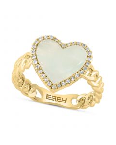 EFFY® Mother of Pearl & Diamond (1/10 ct. t.w.) Heart Halo Ring in 14k Gold-Plated Sterling Silver