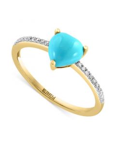 EFFY® Turquoise & Diamond (1/10 ct. t.w.) Heart Ring in 14k Gold