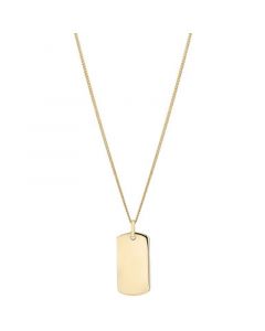 Polished ID Tag Pendant 18" Curb Link Chain Necklace in 10k Yellow Gold