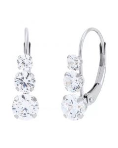 White Cubic Zirconia Graduated Drop Earrings in 14k Gold (Also in Blue Cubic Zirconia)