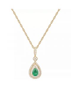 Emerald (5/8 ct. t.w.) & Diamond (1/3 ct. t.w.) Teardrop Halo 18" Pendant Necklace in 14k Gold (Also in Ruby & Sapphire)