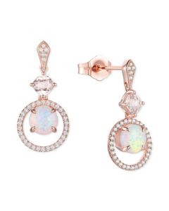 Multi-Gemstone (1-5/8 ct. t.w.) & Diamond (1/4 ct. t.w.) Drop Earrings in 14k Rose Gold