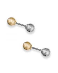 Ball Stud Earrings in 10k Yellow and White Gold