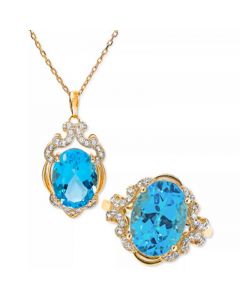 Blue Topaz & White Topaz Jewelry Collection in 14k Gold-Plated Sterling Silver