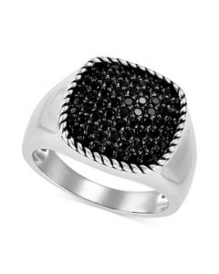 Men's Lab Created Black Spinel (1-1/2 ct.tw.) Band Ring in Sterling Silver