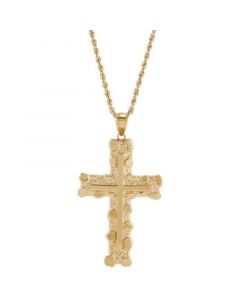 Men's Nugget Cross 22" Pendant Necklace in 10k Yellow Gold