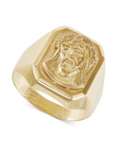 Men's Jesus Three-Dimensional Polished Ring in 10k Gold