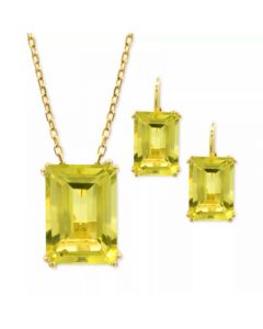 Lime Quartz Emerald-Cut Jewelry Collection in 14k Gold-Plated Sterling Silver