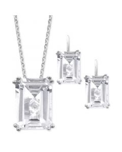 White Quartz Emerald-Cut Jewelry Collection in Sterling Silver