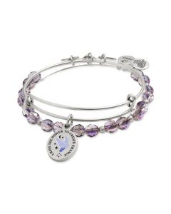 Silver-Tone 2-Pc. Set I Have The Power Charm & Beaded Expandable Bangle Bracelets